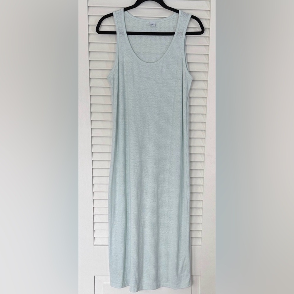 Old Navy Ribbed Tank Maxi Dress Medium Light Blue Casual Summer Minimalist